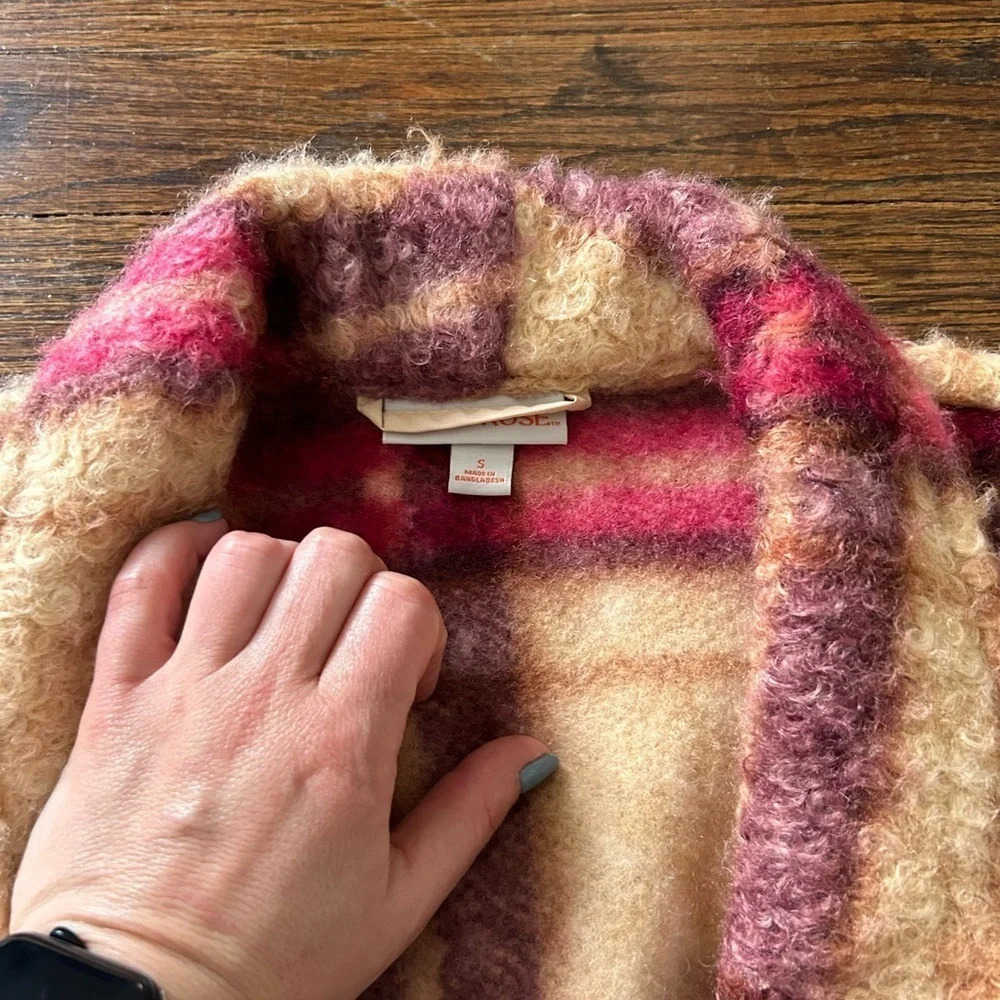 Knox Rose Burgundy Plaid Sweater Overcoat - Picture 5 of 8